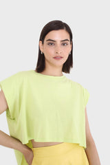 Green high low hem padded muscle tee