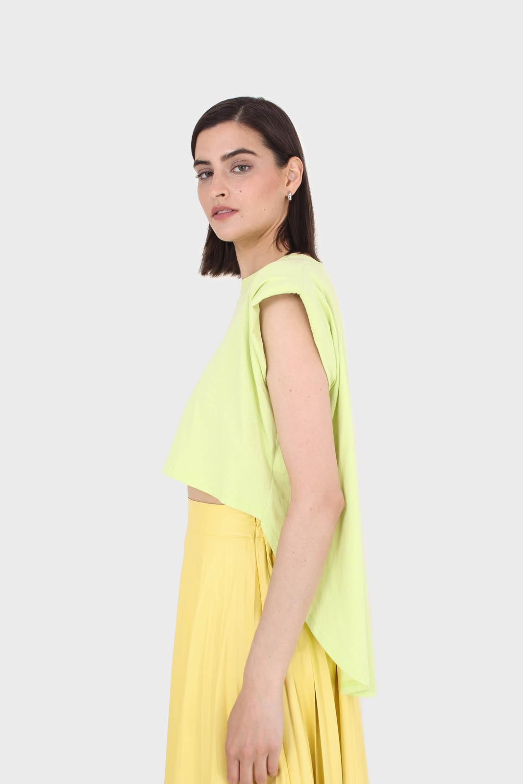 Green high low hem padded muscle tee