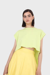 Green high low hem padded muscle tee