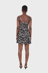 Black wildflower print mini dress