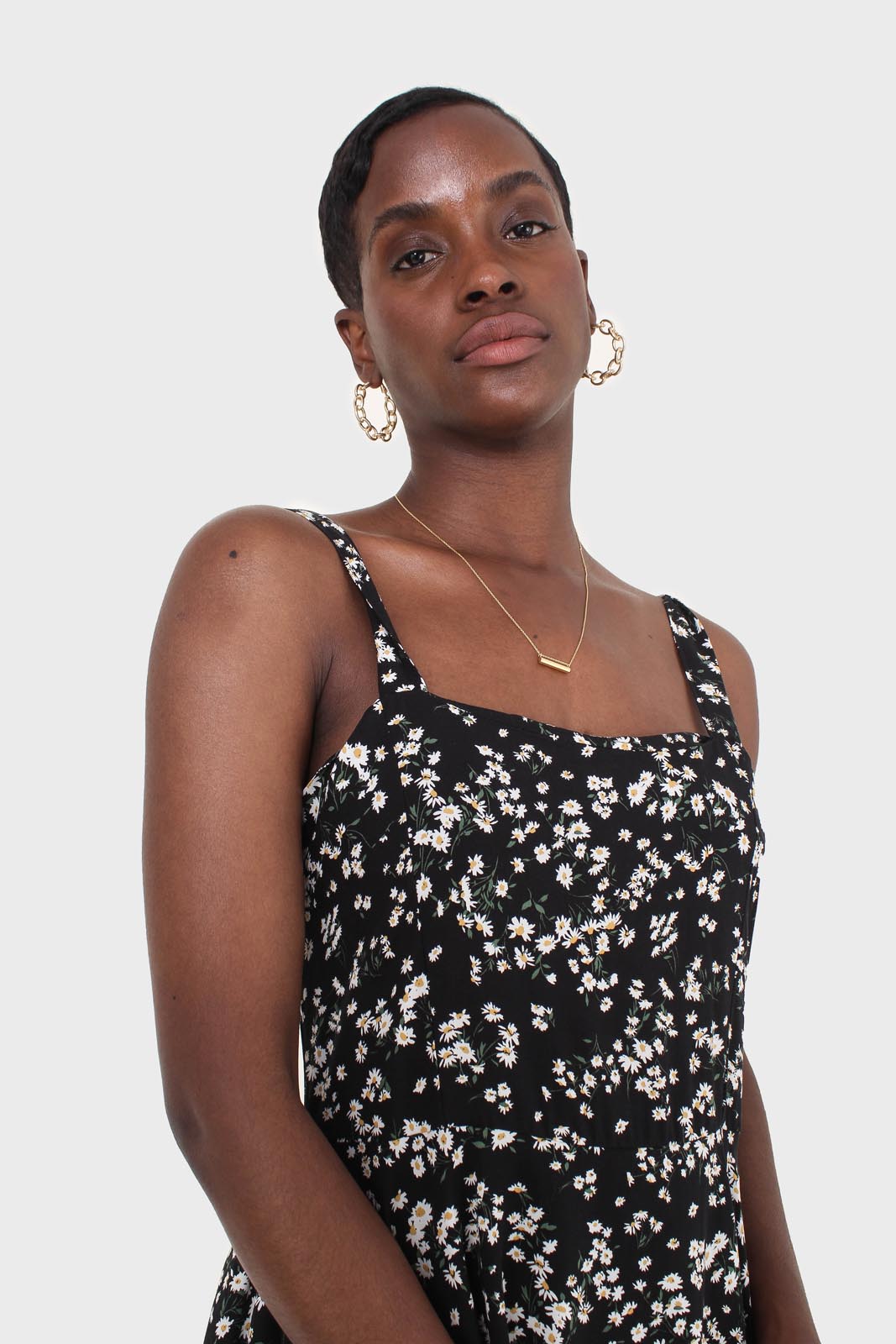 Black wildflower print mini dress