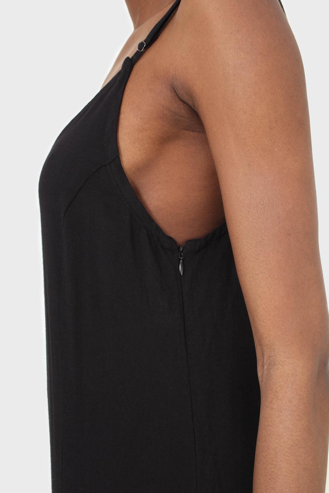 Black deep V spaghetti strap jumpsuit