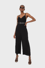 Black deep V spaghetti strap jumpsuit