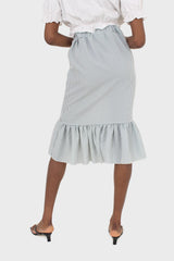 Khaki gingham ruffle tier midi skirt - set