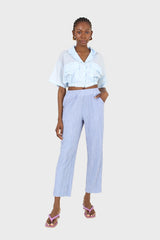 Light blue tie back short sleeved shirt