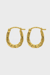 Gold twisted oval huggie earring - 9mm