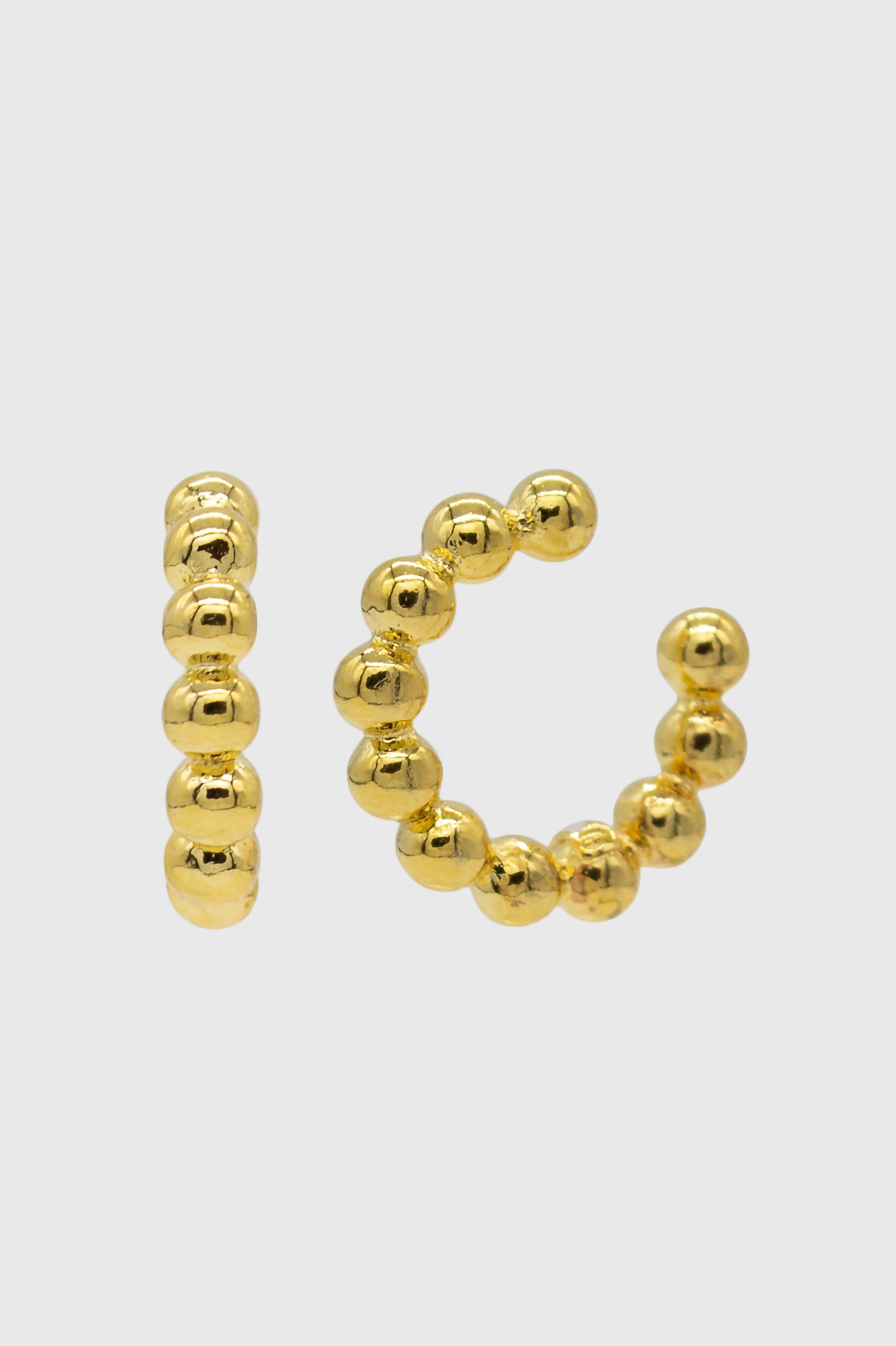 Gold thick stacked ball ear cuff - 8.5mm
