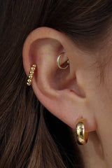 Gold thick stacked ball ear cuff - 8.5mm