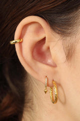Gold pave dangling spike huggie earrings - 7mm