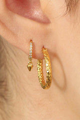 Gold pave dangling spike huggie earrings - 7mm
