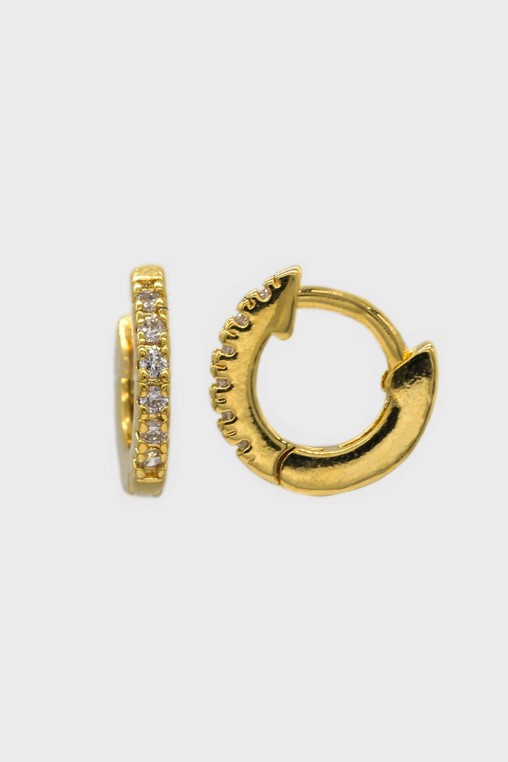 Gold simple pave huggie earrings - 5.5mm