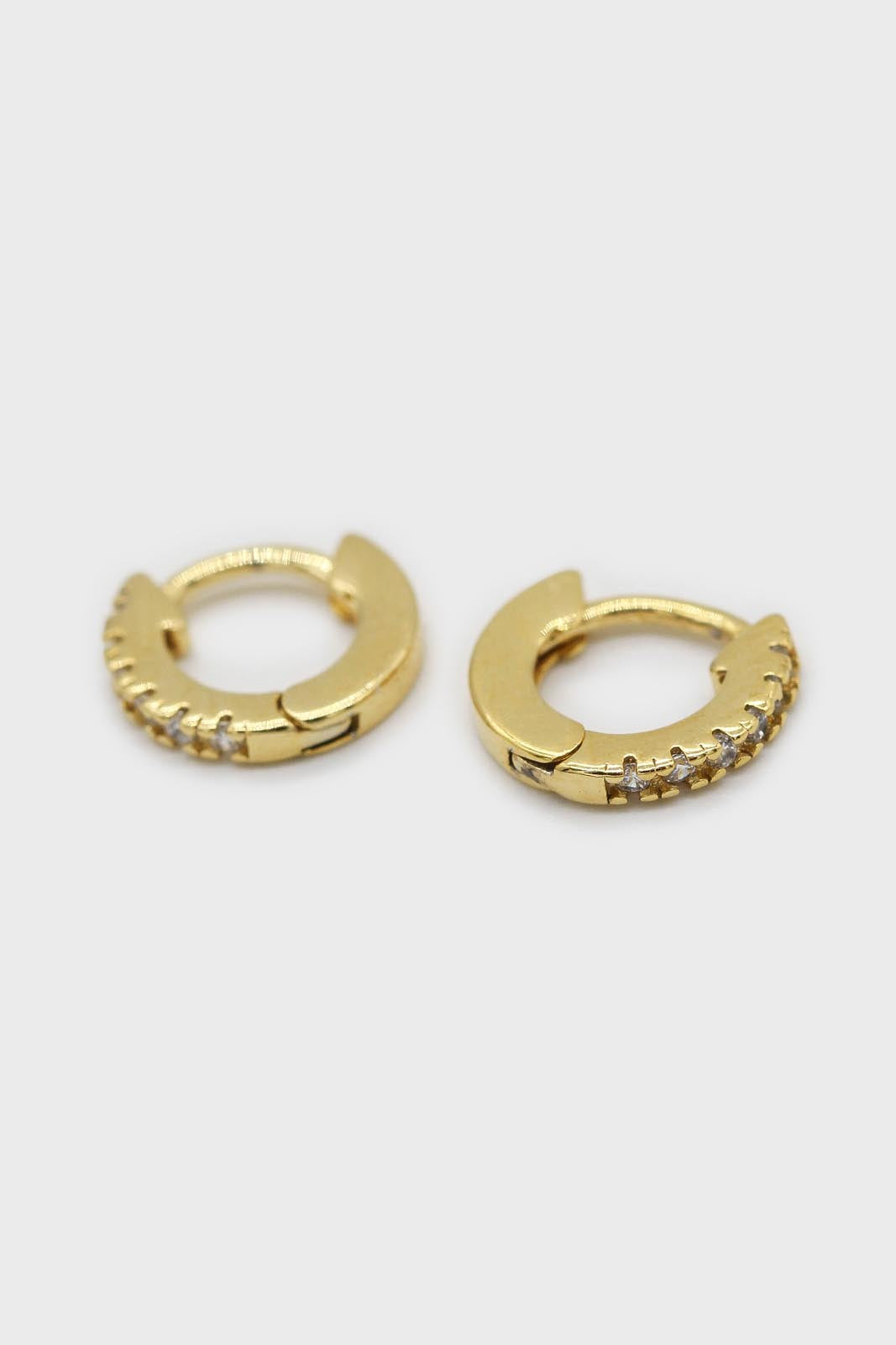 Gold simple pave huggie earrings - 5.5mm