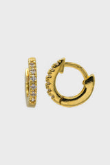 Gold simple pave huggie earrings - 5.5mm