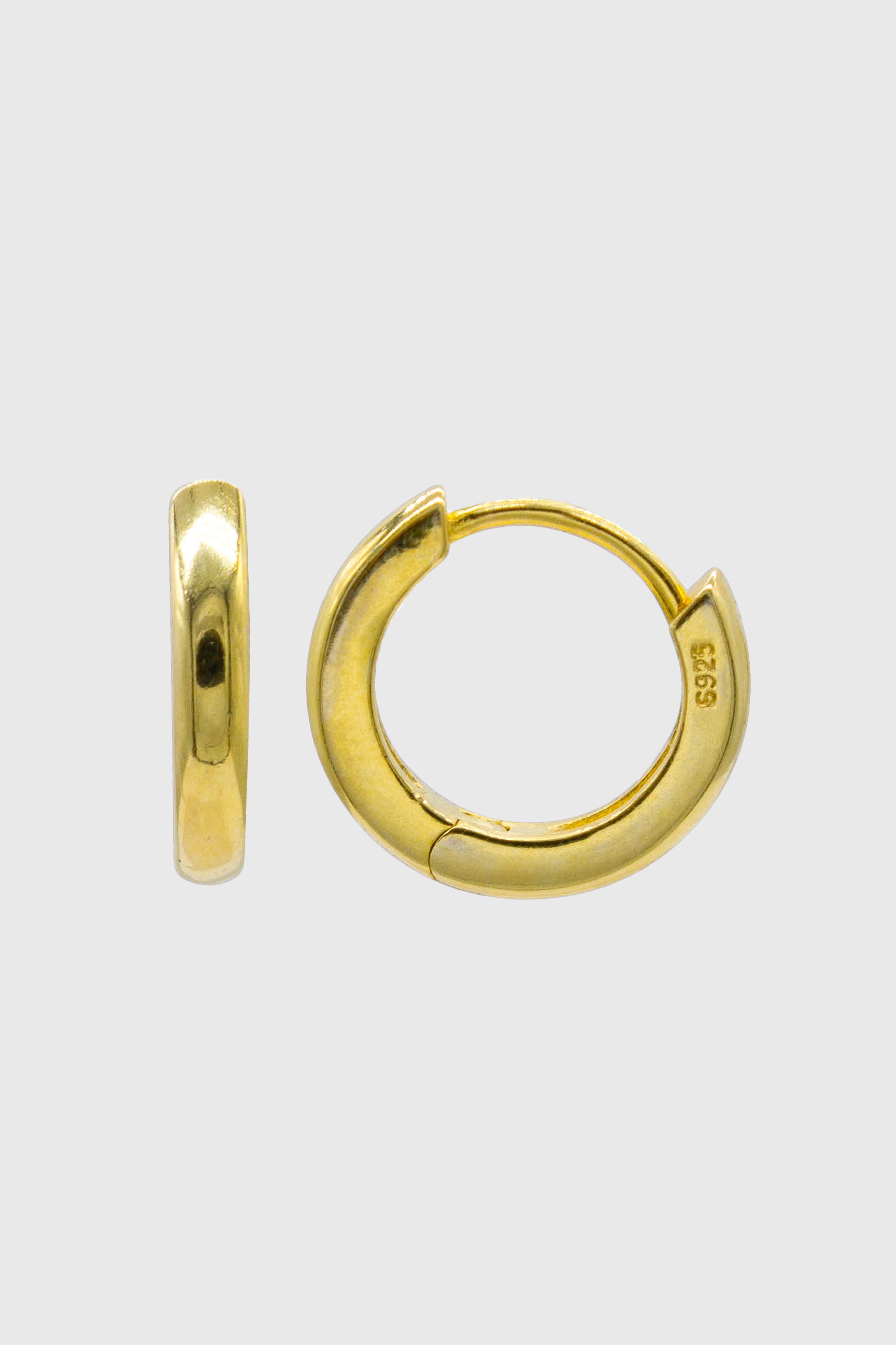 Gold simple hoop huggie earrings - 9mm
