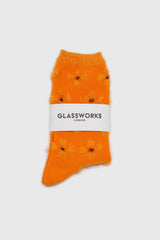 Orange tufted daisy socks