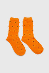 Orange tufted daisy socks