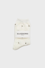 White tufted daisy socks
