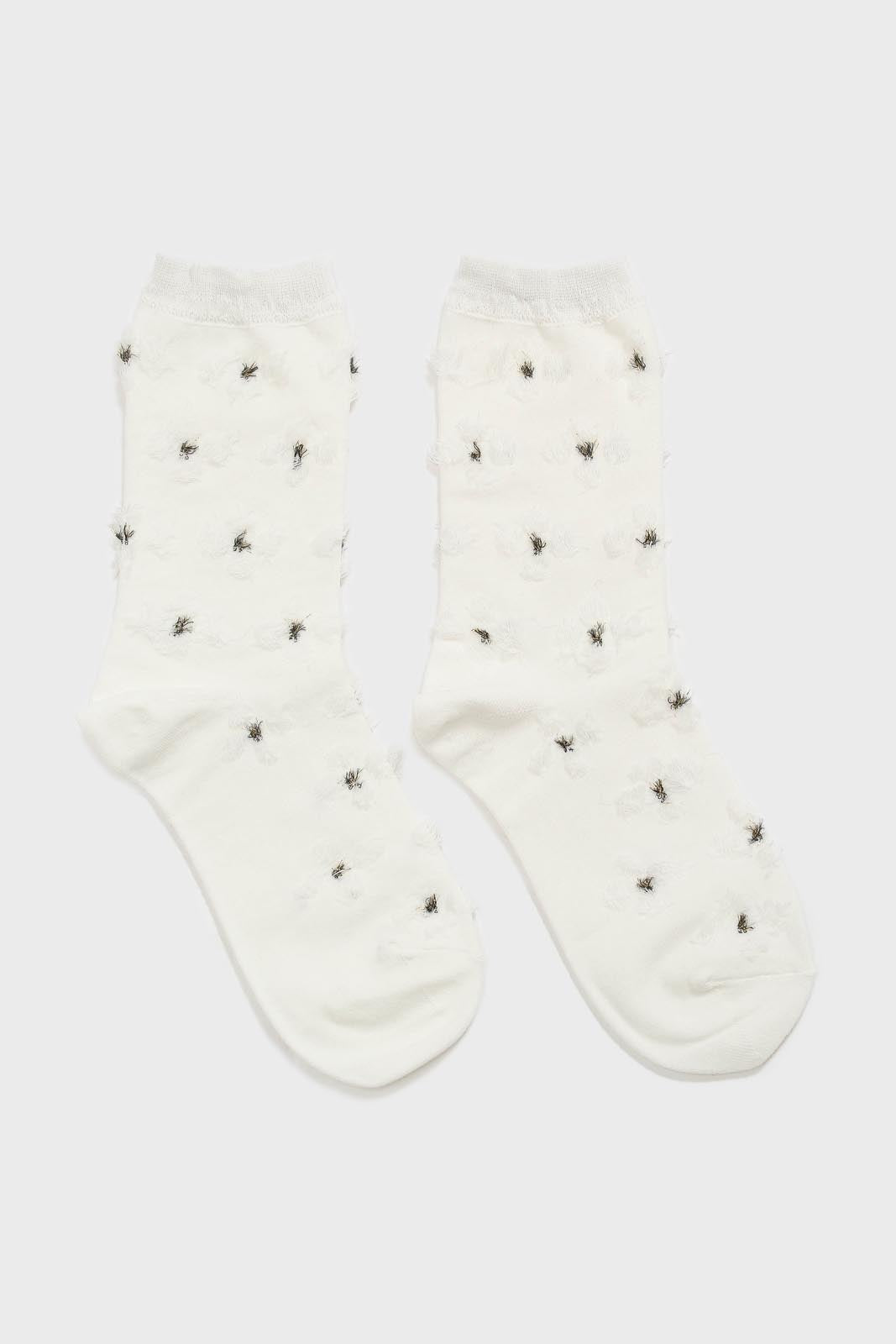 White tufted daisy socks