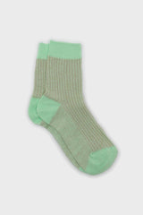 Pastel green metallic vertical stripe socks