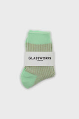 Pastel green metallic vertical stripe socks