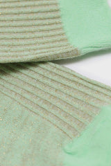 Pastel green metallic vertical stripe socks
