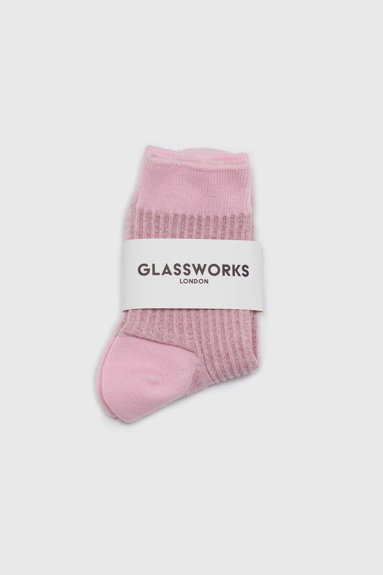 Pale pink metallic vertical stripe socks