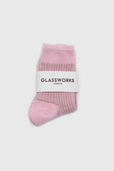 Pale pink metallic vertical stripe socks