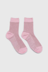 Pale pink metallic vertical stripe socks