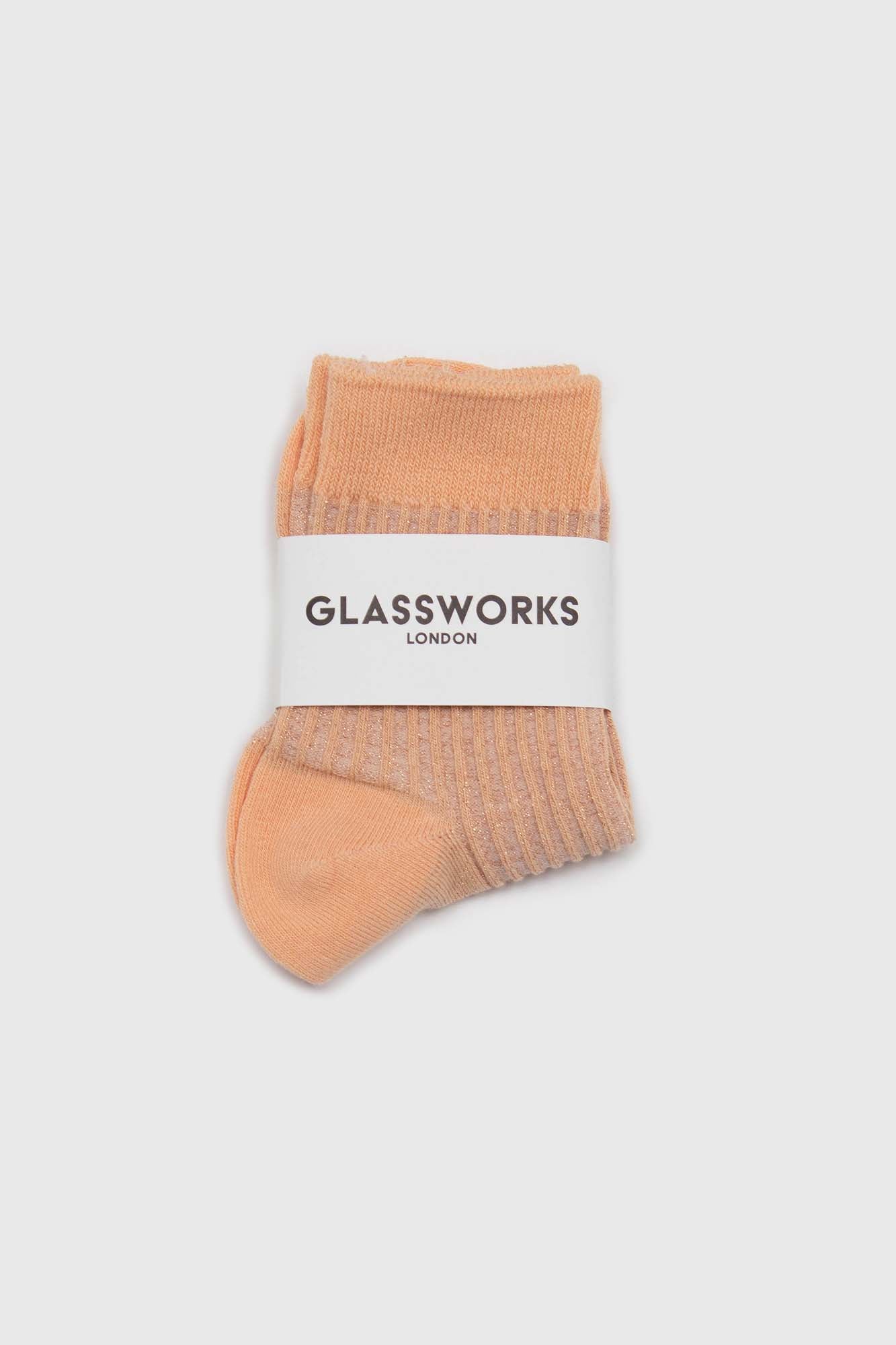 Sherbet orange metallic vertical stripe socks