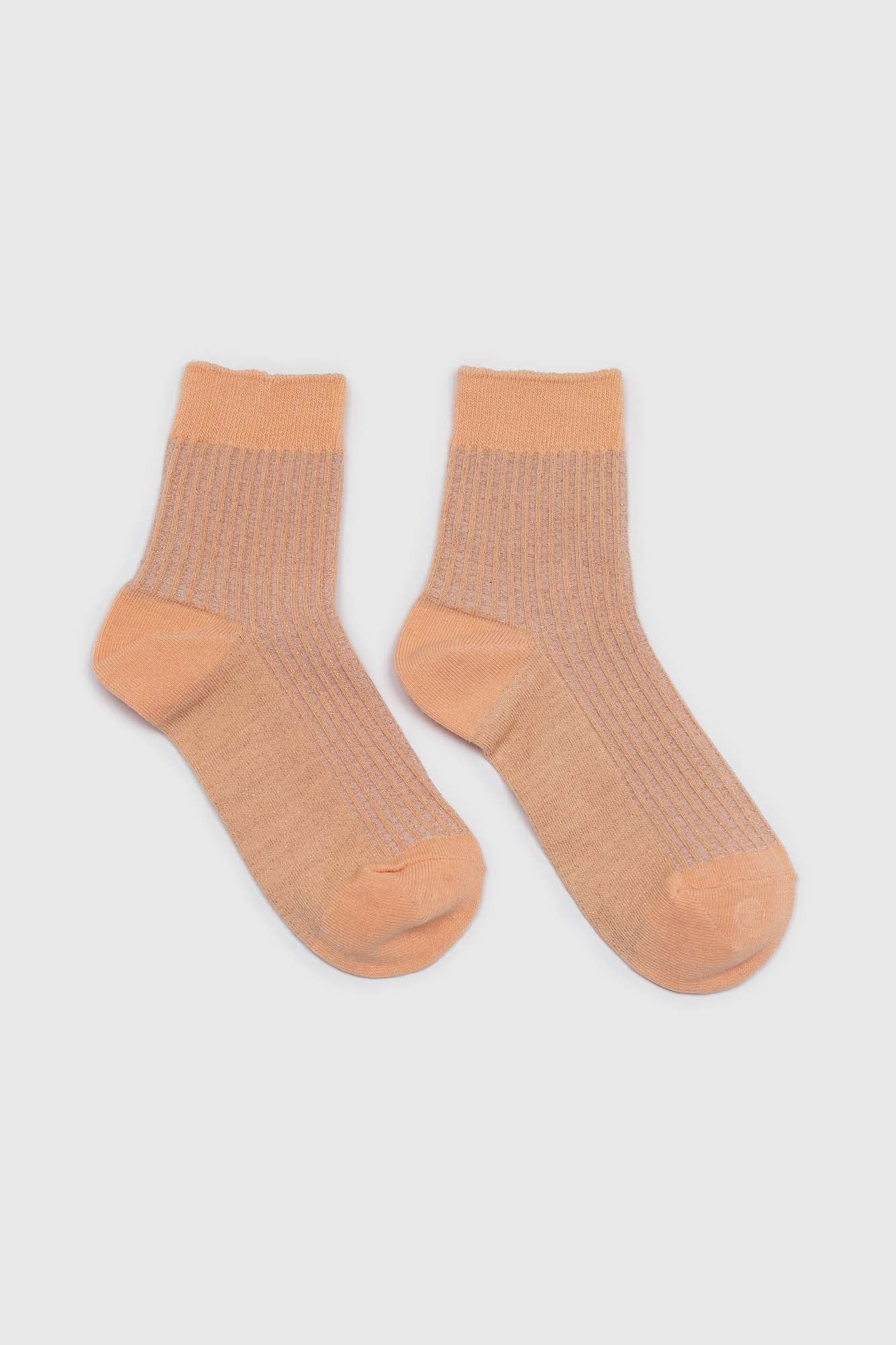 Sherbet orange metallic vertical stripe socks