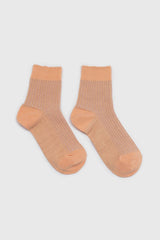 Sherbet orange metallic vertical stripe socks
