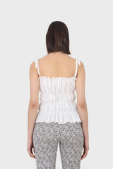 White smocked tie strap tank