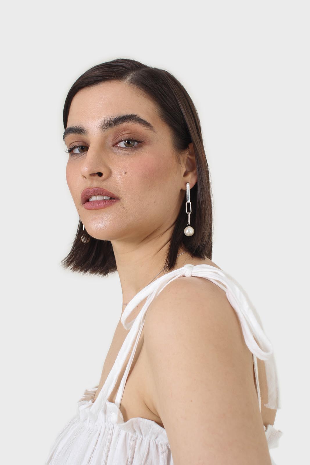 White smocked tie strap tank