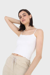 Ivory wave trim strappy knit tank