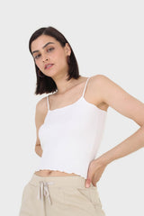Ivory wave trim strappy knit tank