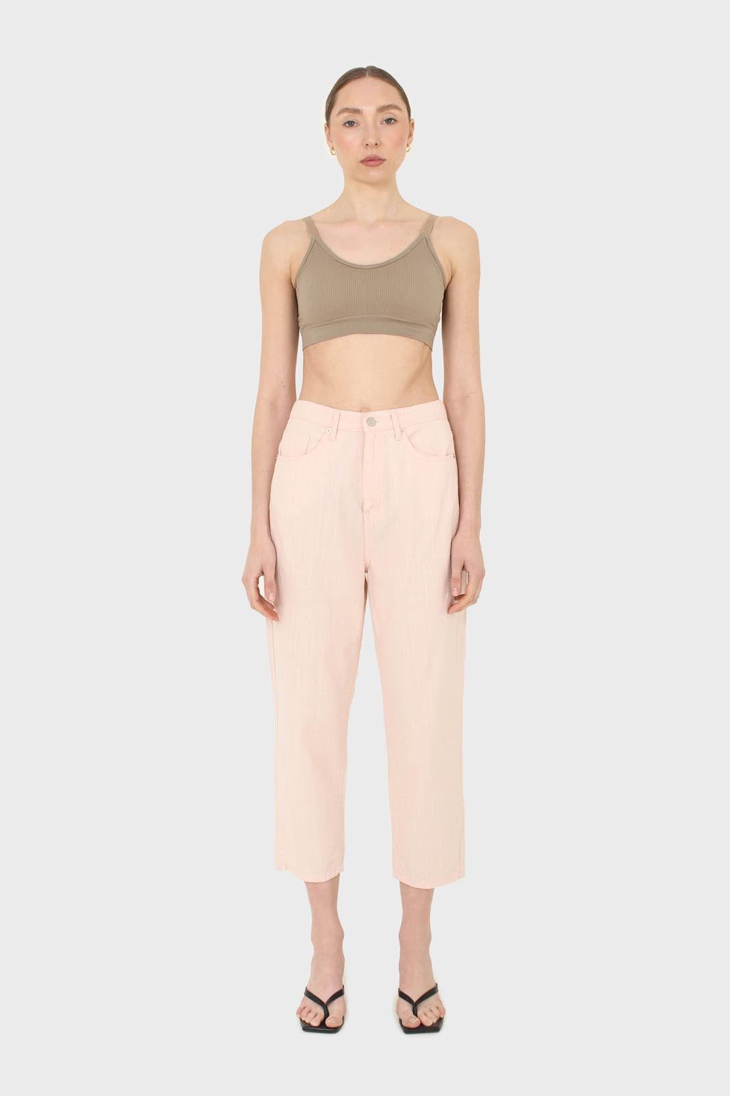 Beige ribbed bra top