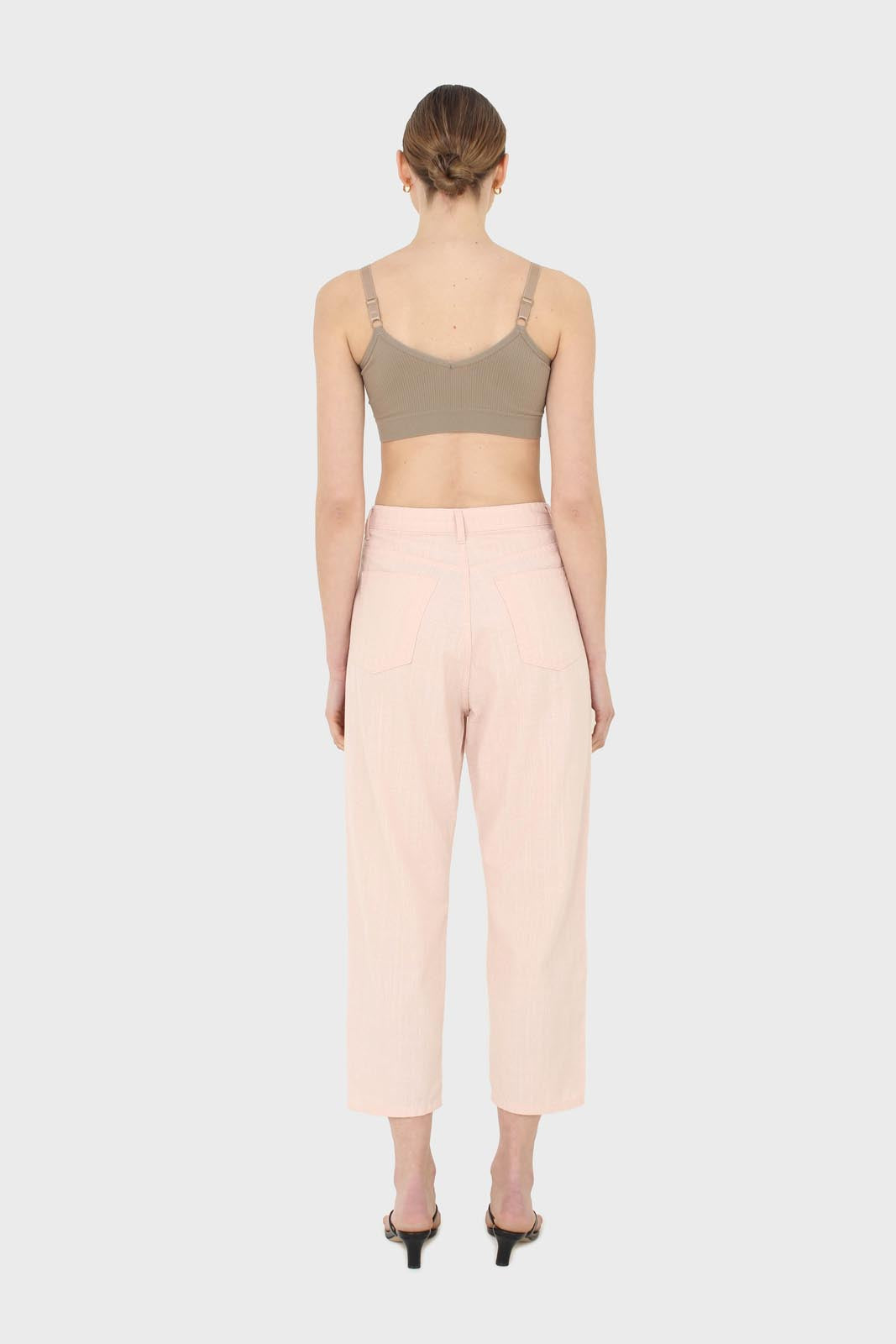 Beige ribbed bra top