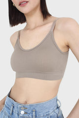 Beige ribbed bra top