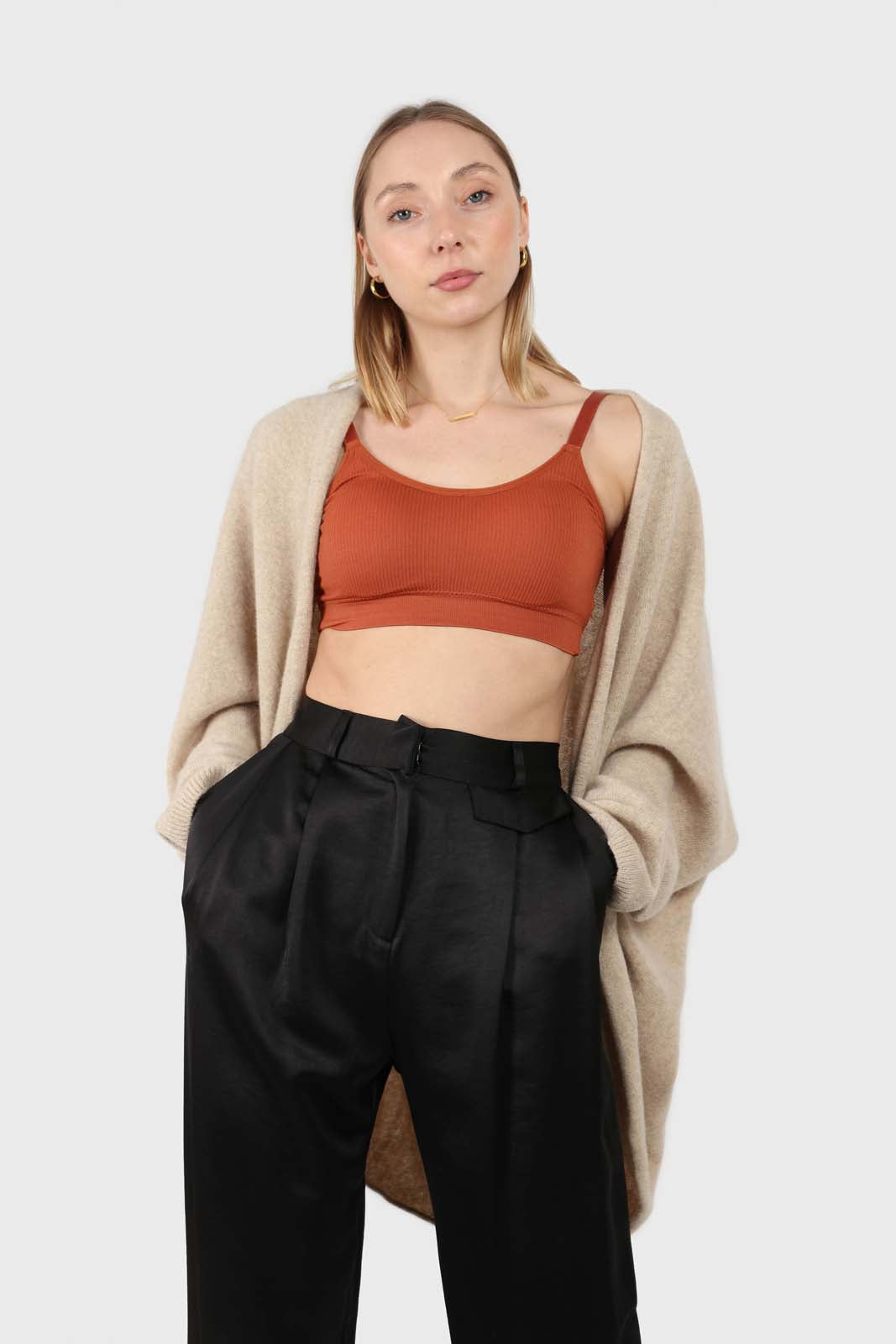 Rust ribbed bra top