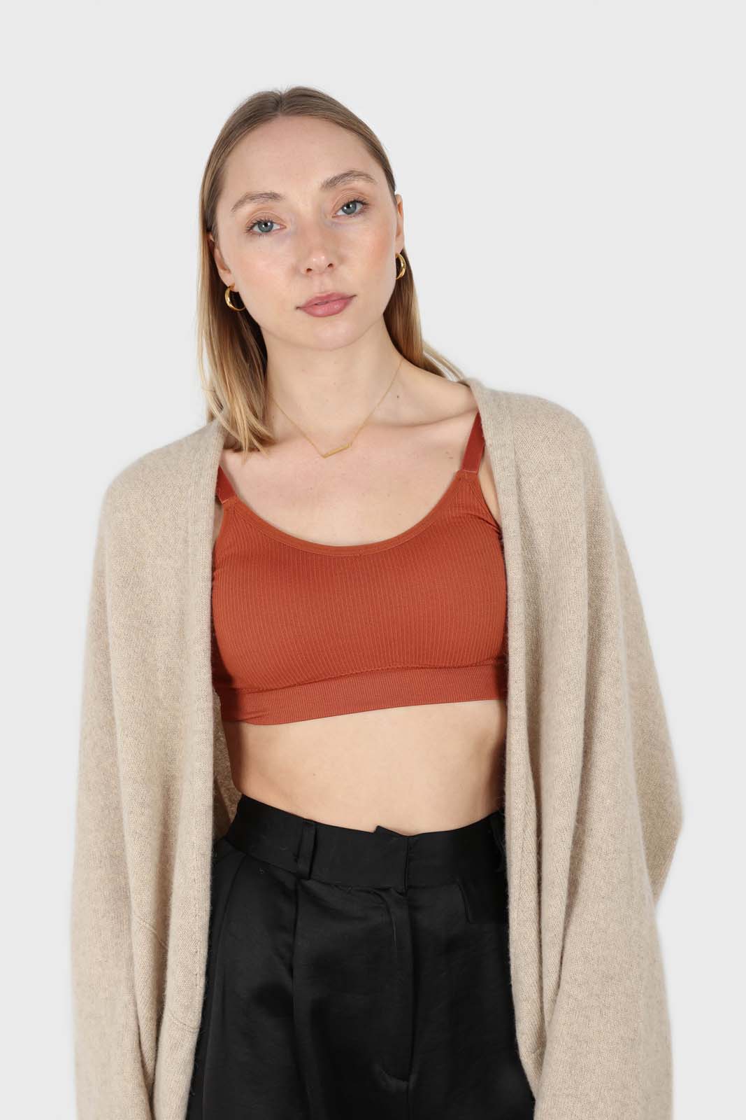 Rust ribbed bra top