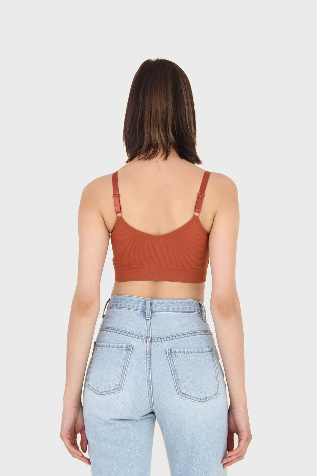Rust ribbed bra top