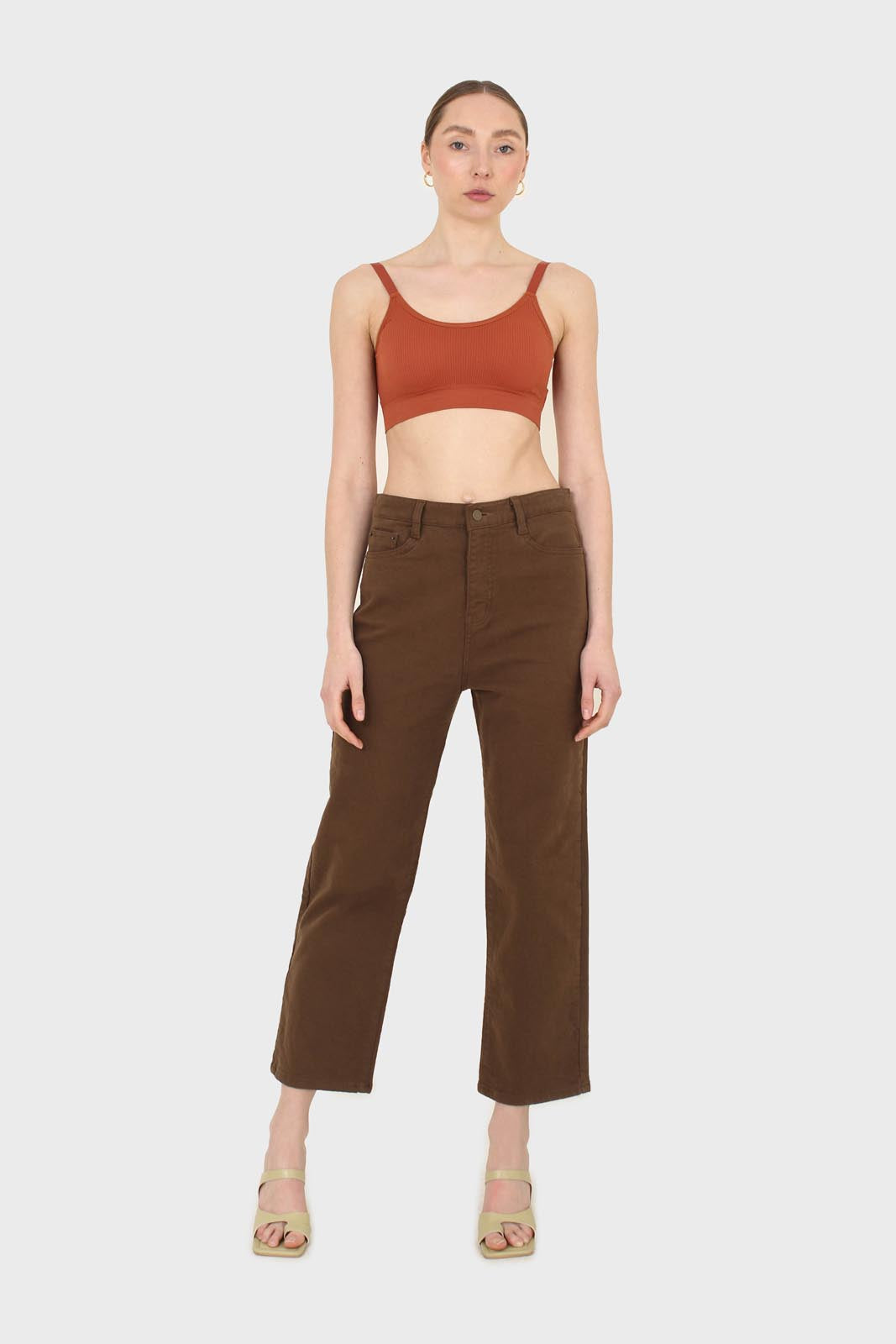 Rust ribbed bra top