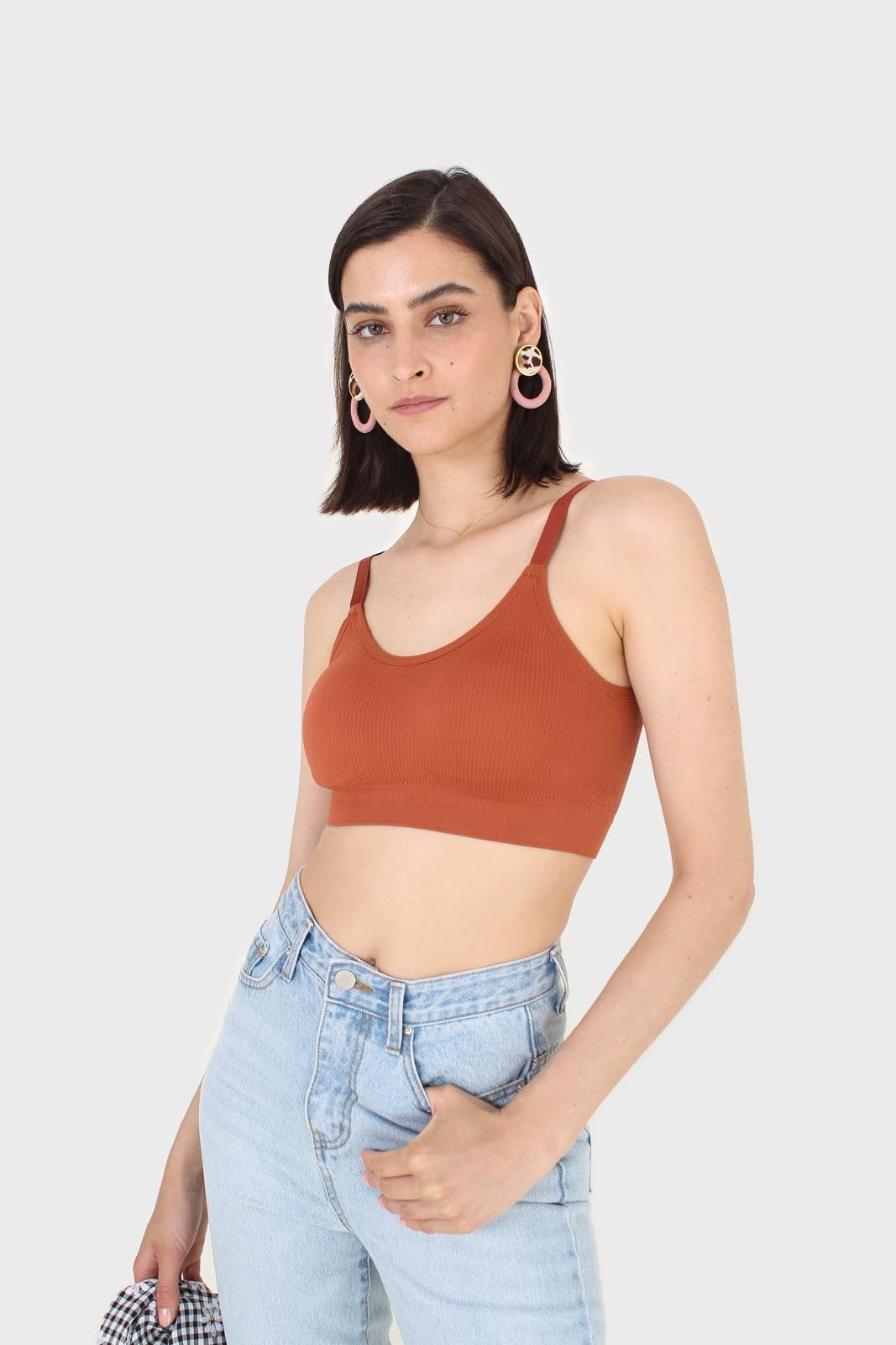 Rust ribbed bra top