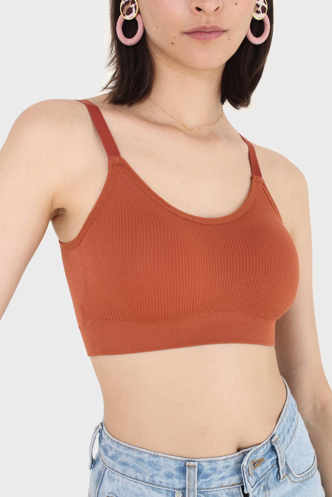 Rust ribbed bra top