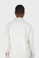 Bone white vegan leather shirt