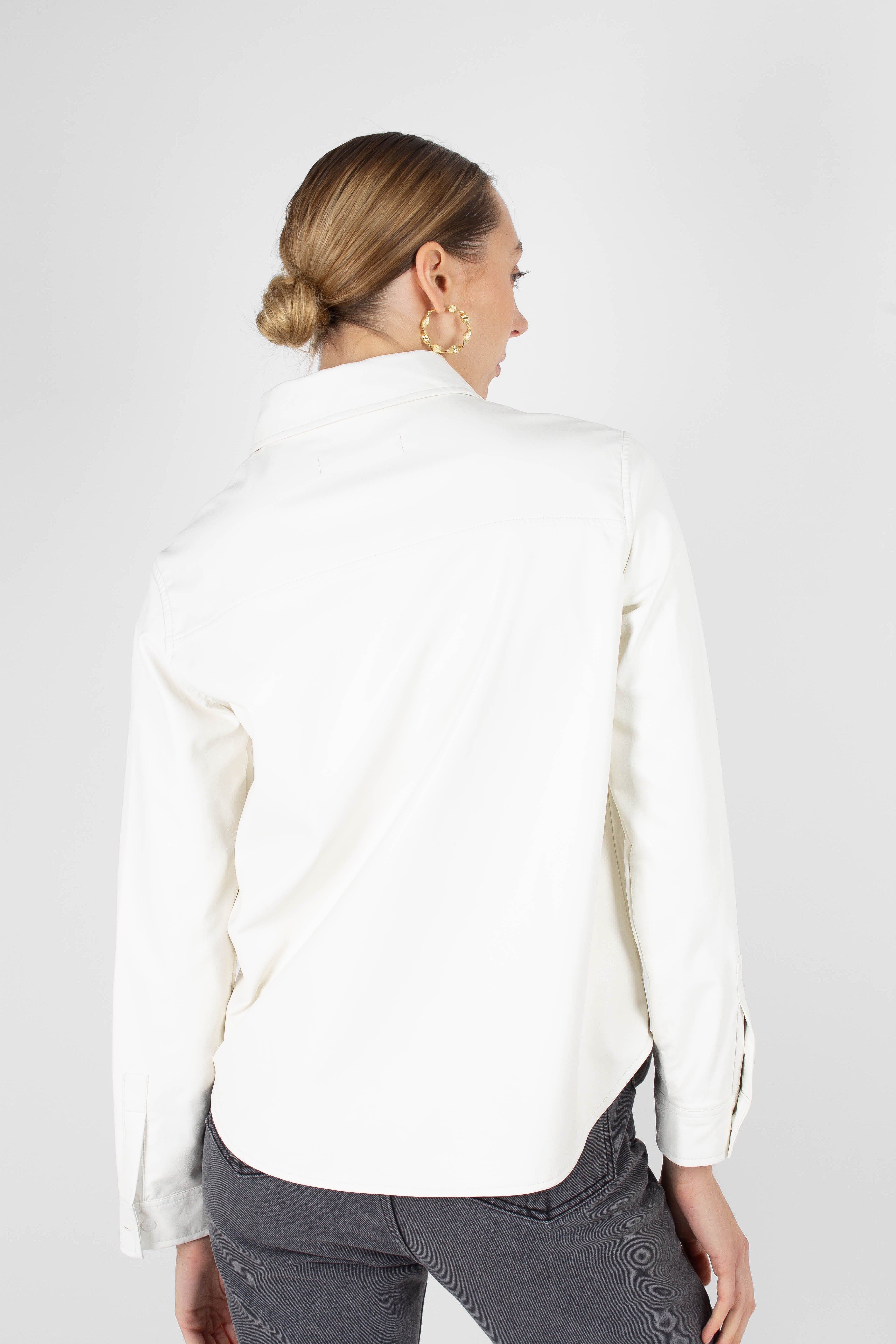 Bone white vegan leather shirt