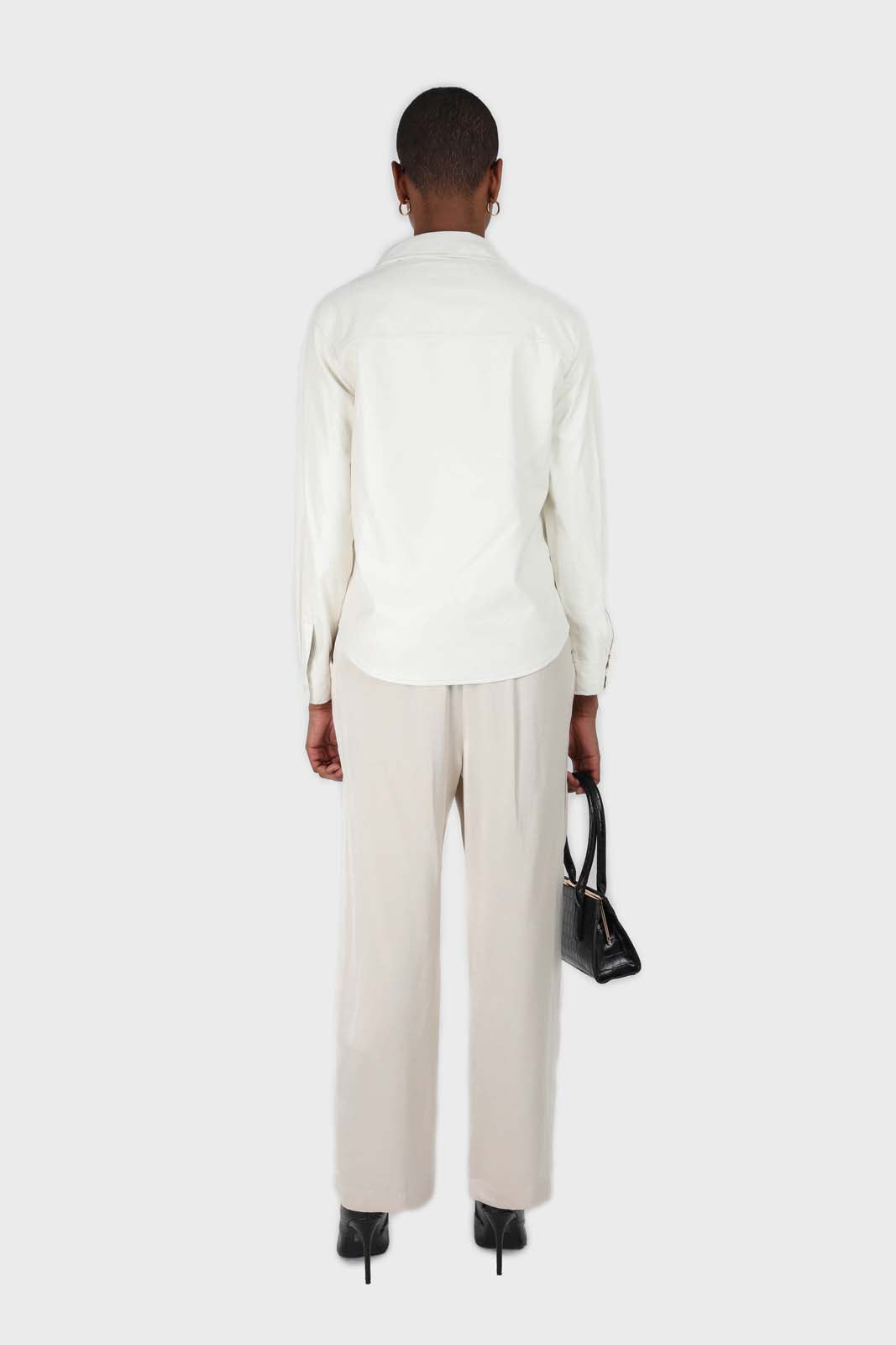Bone white vegan leather shirt