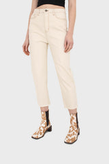 Ivory and beige contrast stitch jeans - 957
