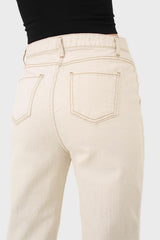 Ivory and beige contrast stitch jeans - 957