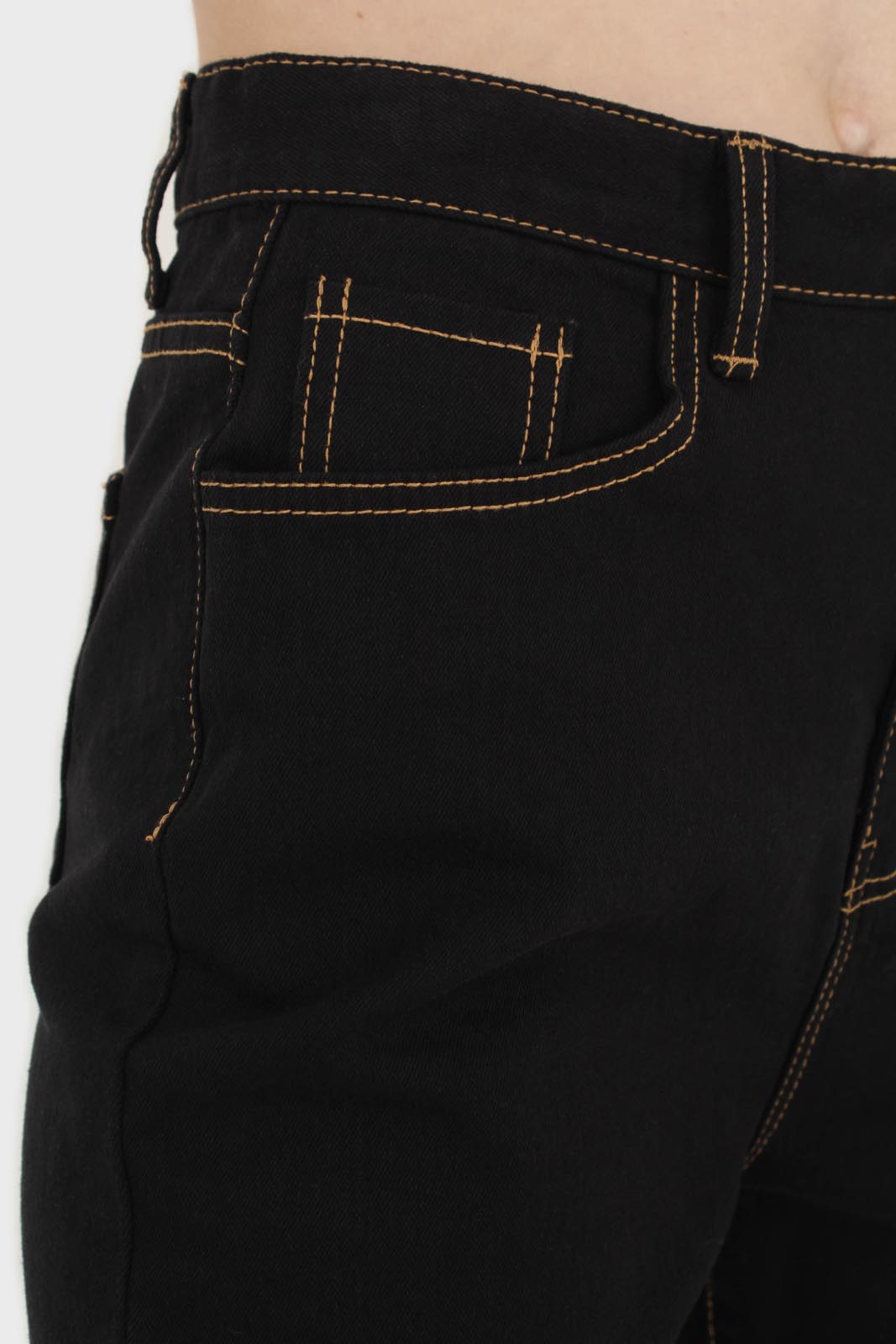 Black and beige contrast stitch jeans - 957